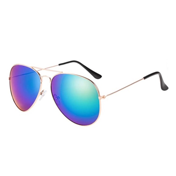 Mirrored Blue Shift Aviator Sunnies - Picture 3 of 4